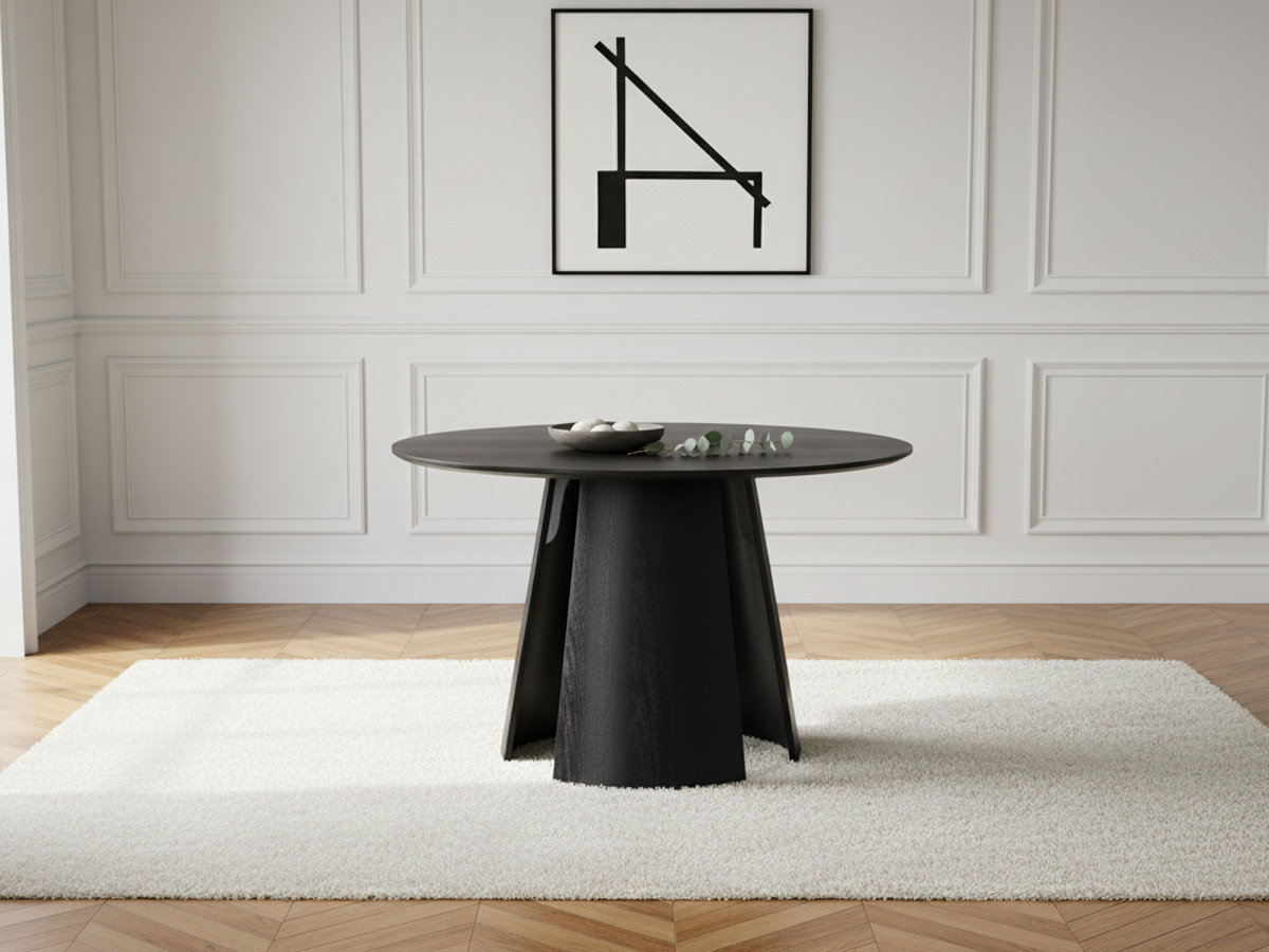 Table à manger ronde GASTON 120 cm placage chêne