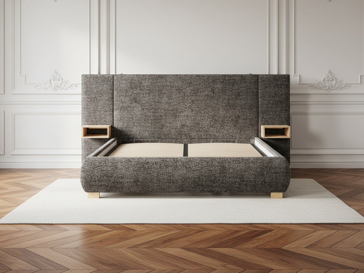 Lit coffre ALOE avec chevets et LED intégrées