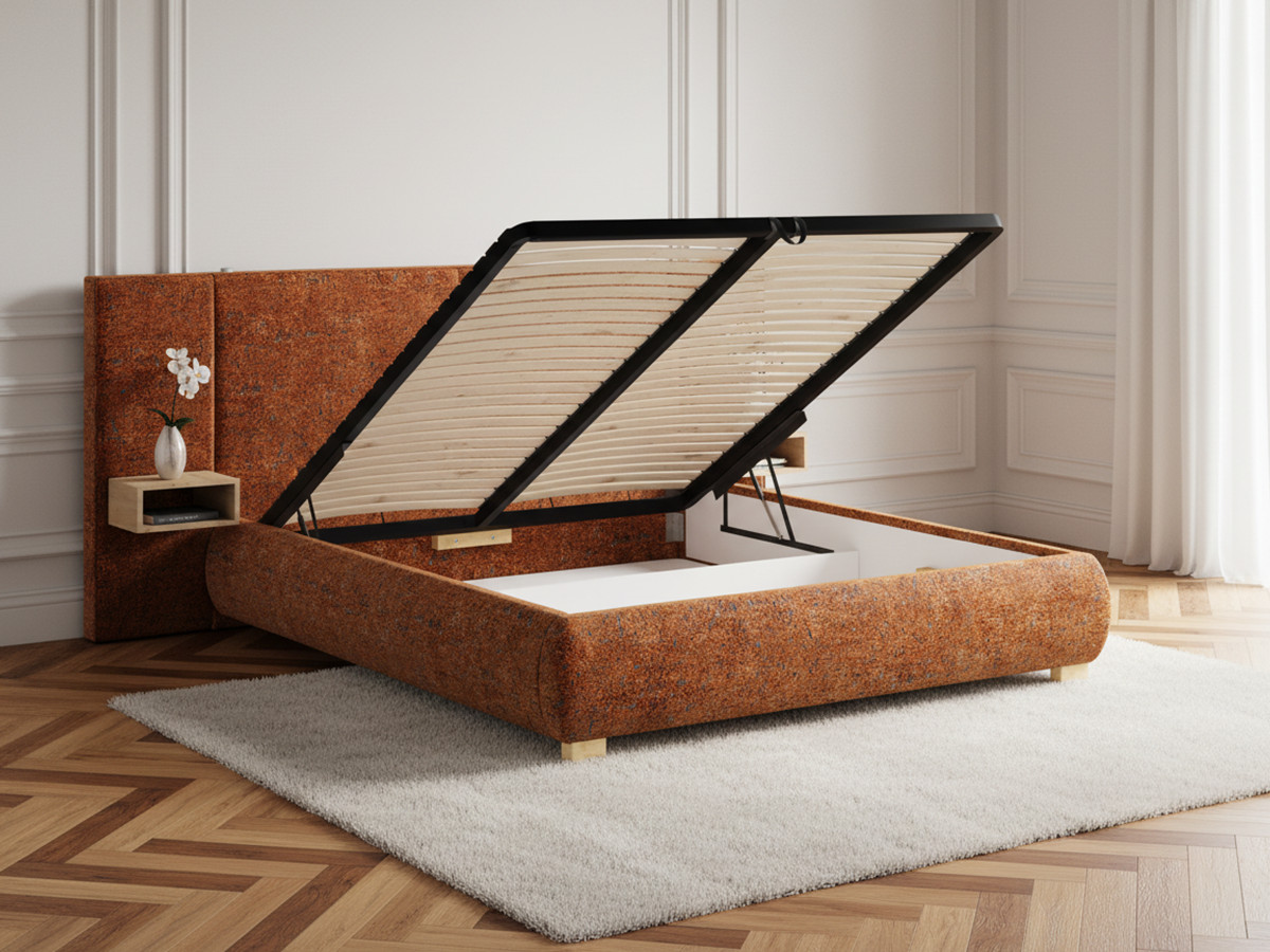 Lit coffre ALOE avec chevets et LED intégrées