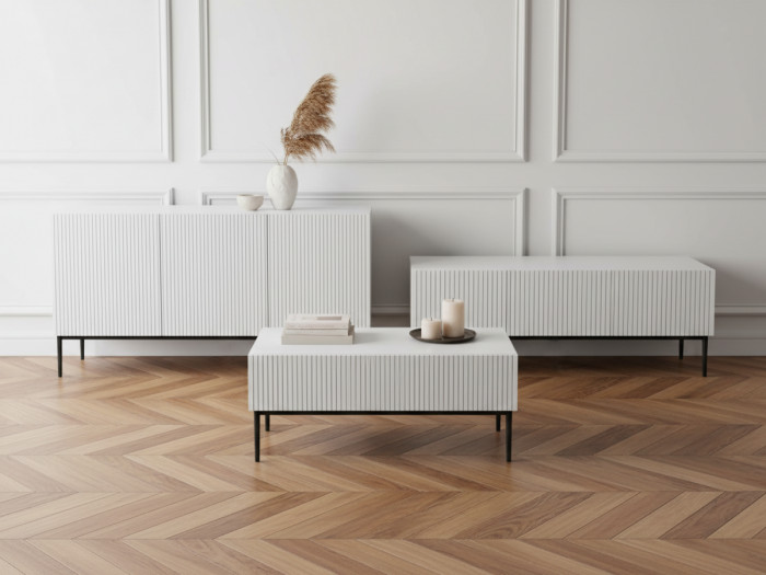 Ensemble KASHA avec meuble TV 150 cm + buffet 150 cm + table basse pieds noirs