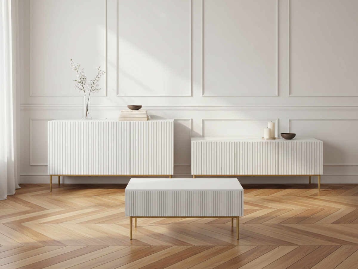 Meuble TV 150 cm KASHA pieds or