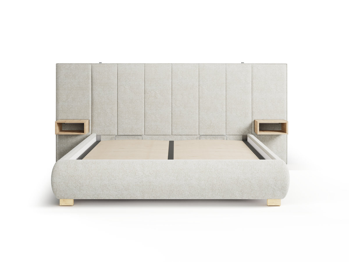 ALOE opbergbed met gestoffeerd hoofdbord, nachtkastjes en geïntegreerde led-verlichting