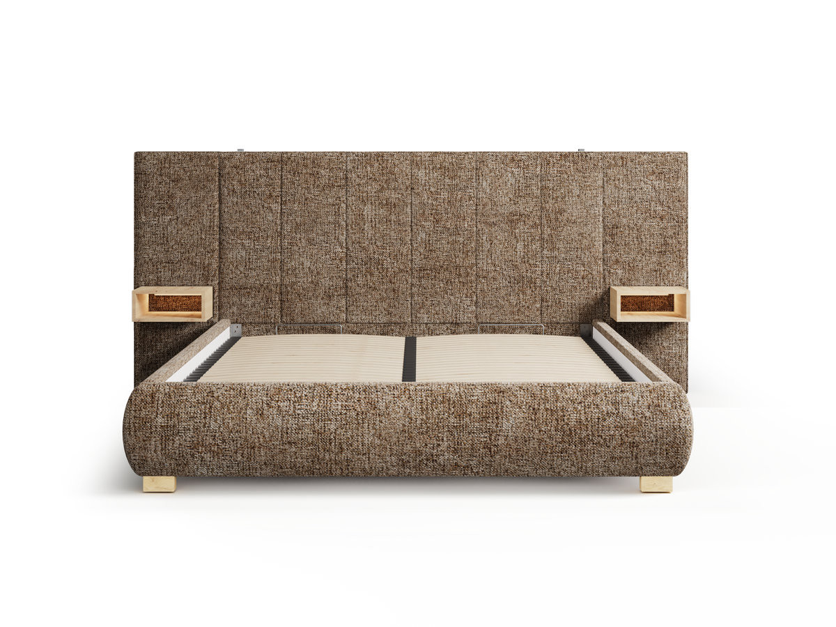 ALOE opbergbed met gestoffeerd hoofdbord, nachtkastjes en geïntegreerde led-verlichting