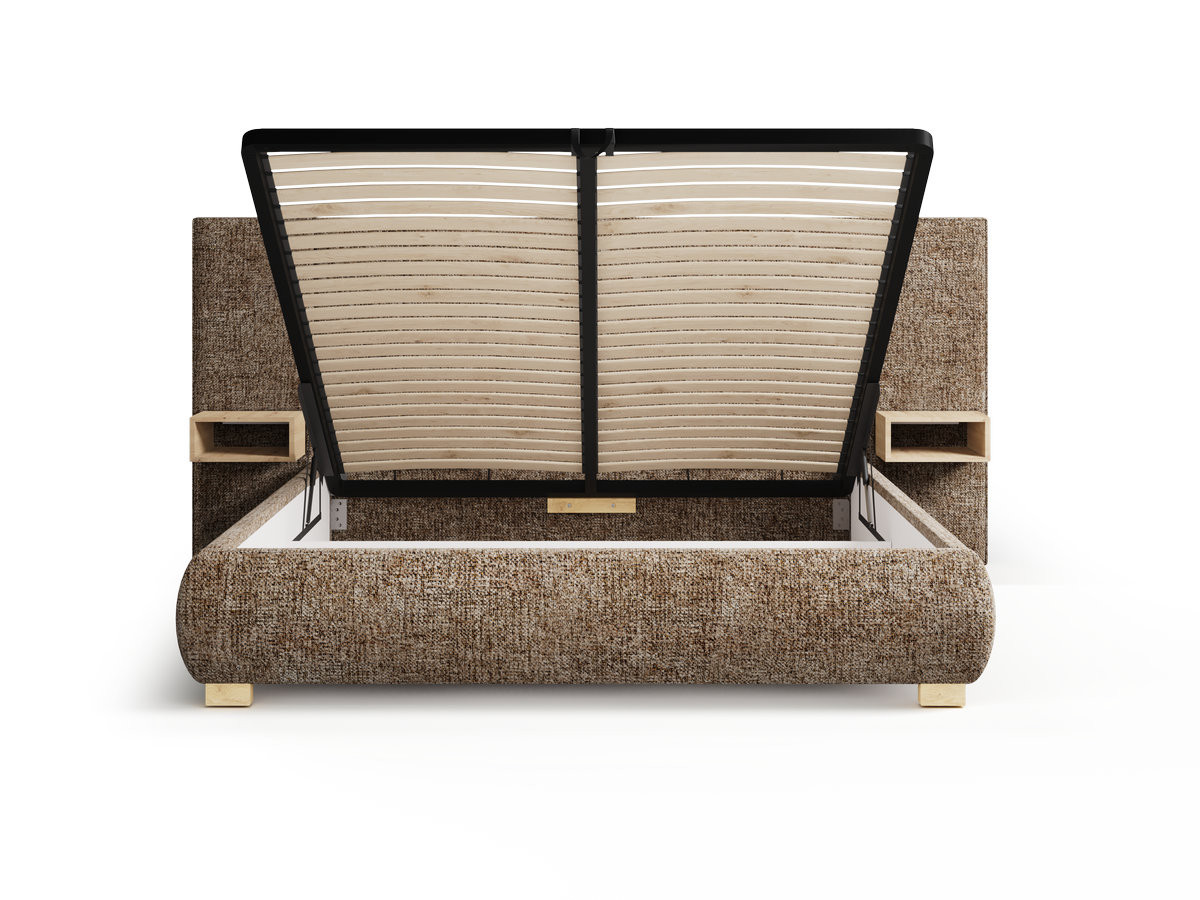 ALOE opbergbed met gestoffeerd hoofdbord, nachtkastjes en geïntegreerde led-verlichting