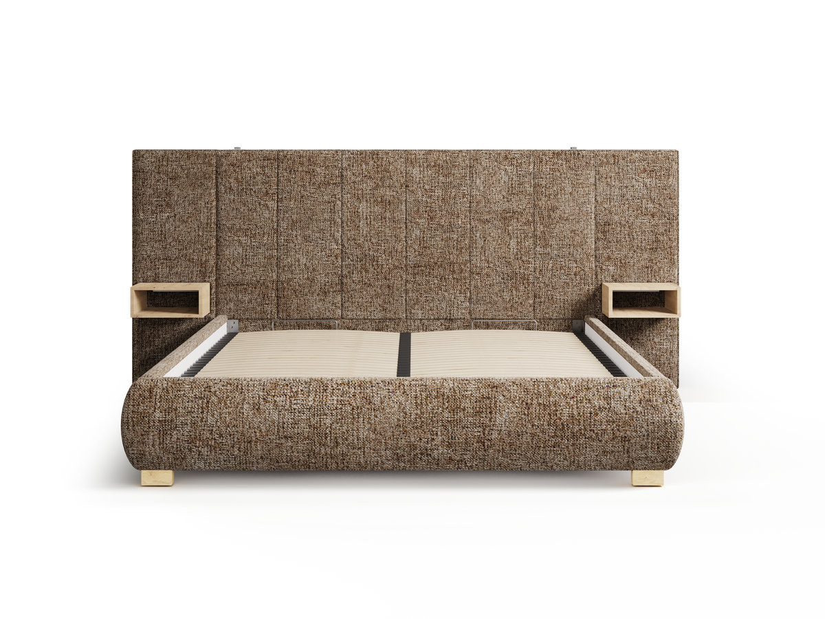 ALOE opbergbed met gestoffeerd hoofdbord, nachtkastjes en geïntegreerde led-verlichting