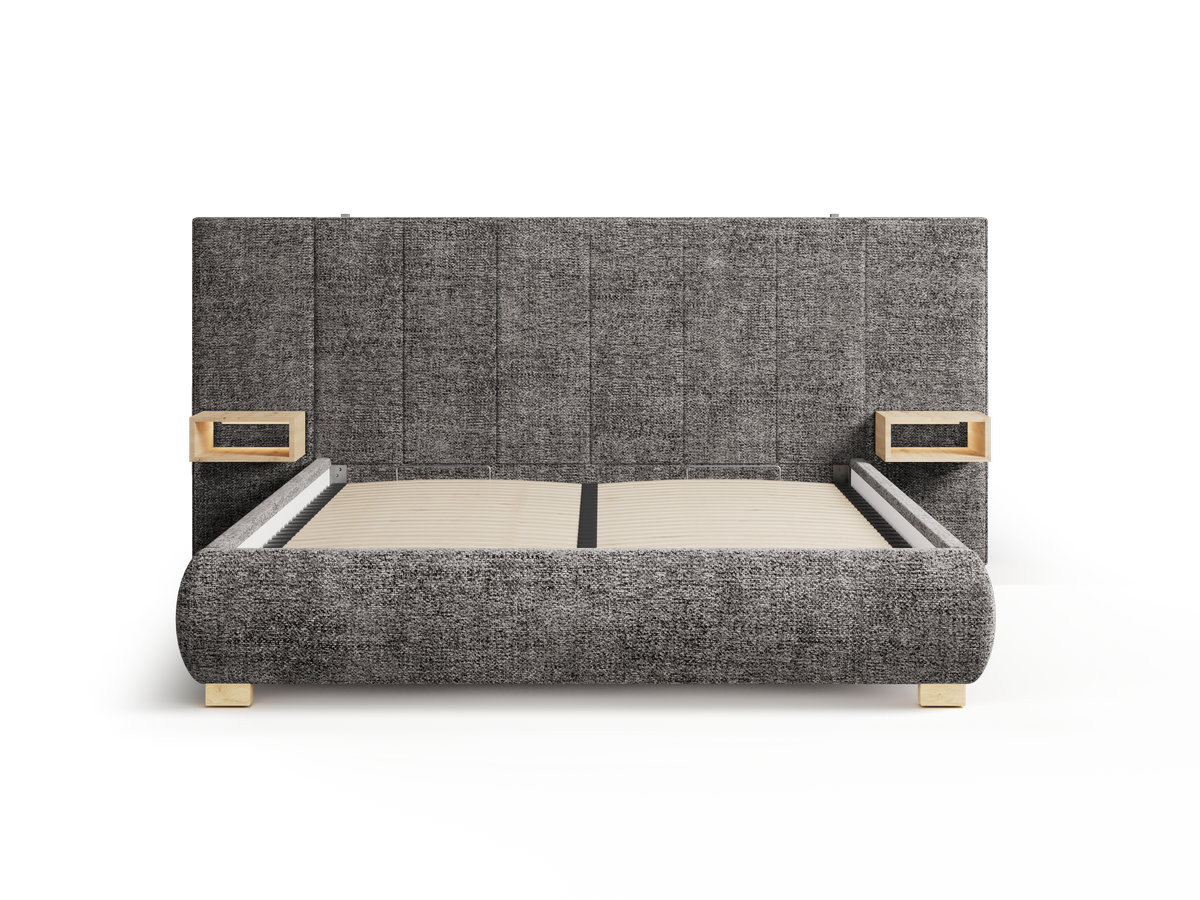 ALOE opbergbed met gestoffeerd hoofdbord, nachtkastjes en geïntegreerde led-verlichting