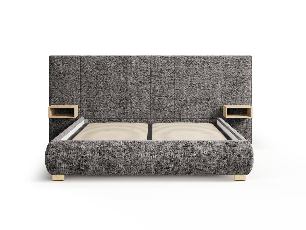 ALOE opbergbed met gestoffeerd hoofdbord, nachtkastjes en geïntegreerde led-verlichting
