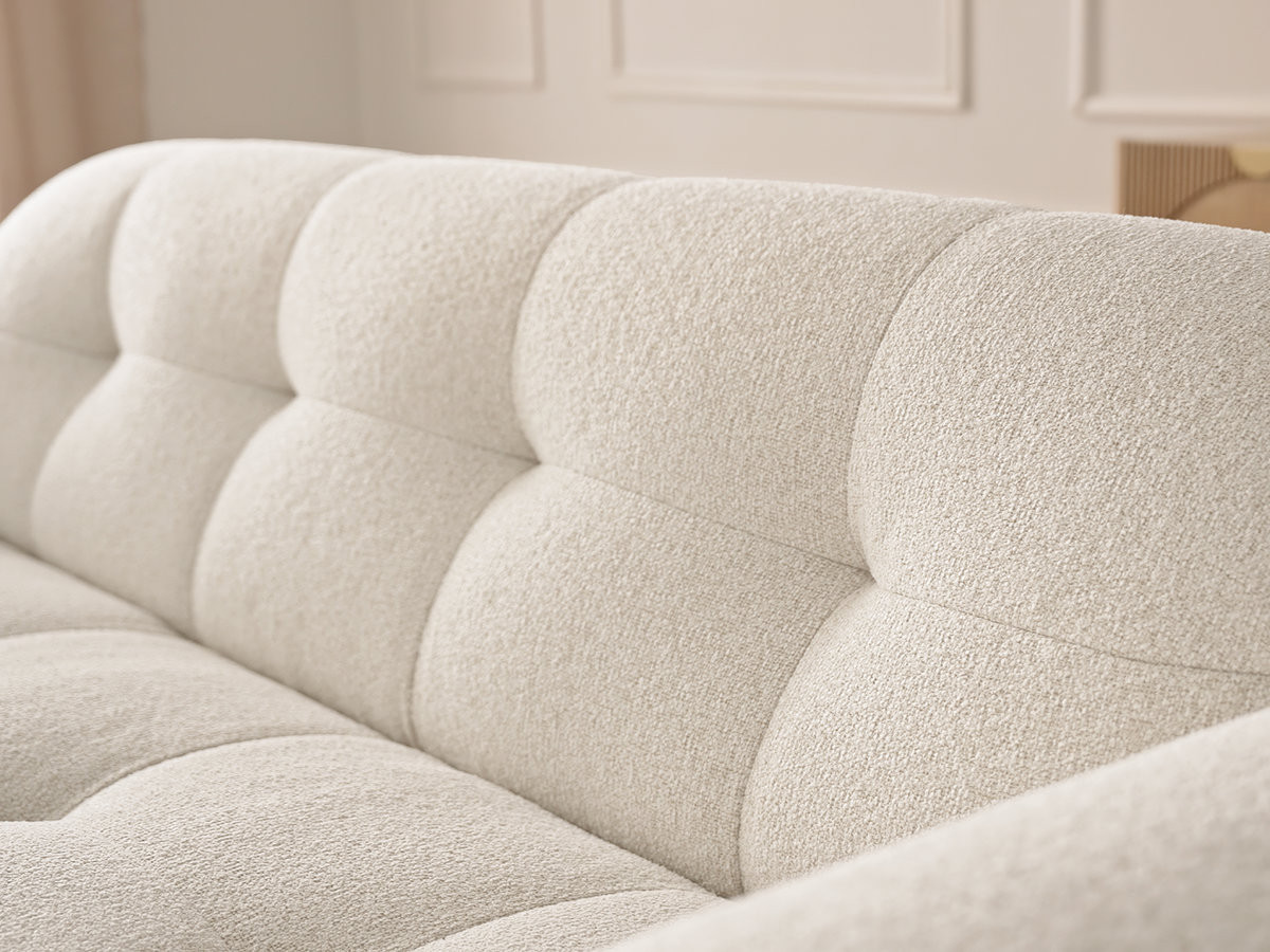 Canapé droit 3 places LAURA chiné avec grand pouf beige — vue 5