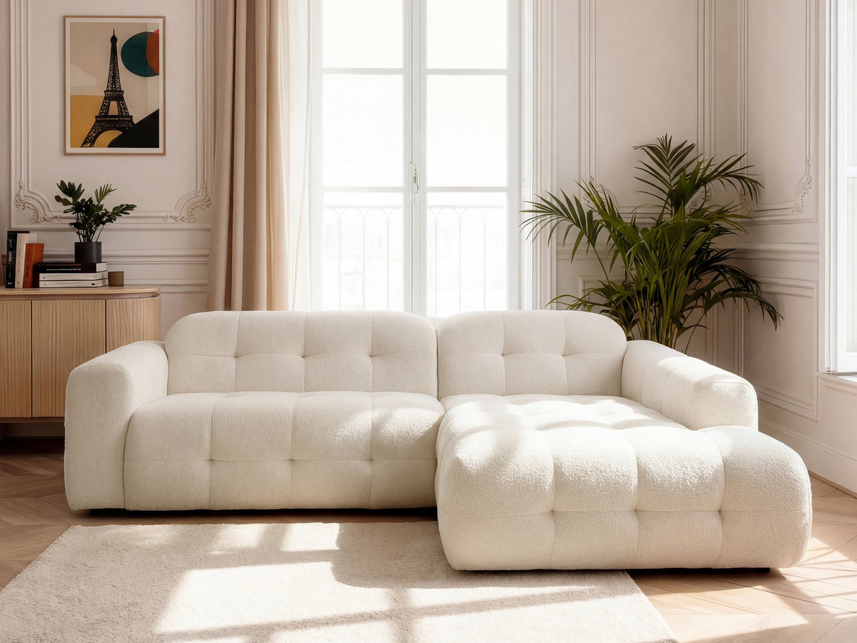 Canapé d'angle LAURA chiné beige