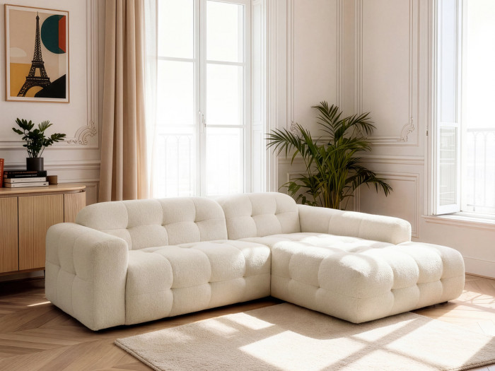 Canapé d'angle fixe LAURA tissu chiné