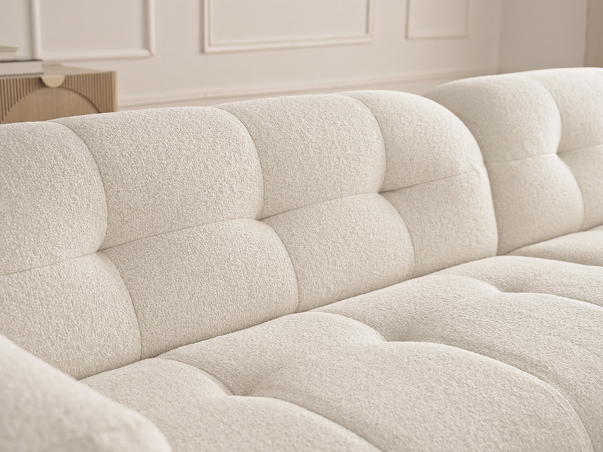 LAURA vaste hoekbank in gemêleerde stof met grote voetenbank