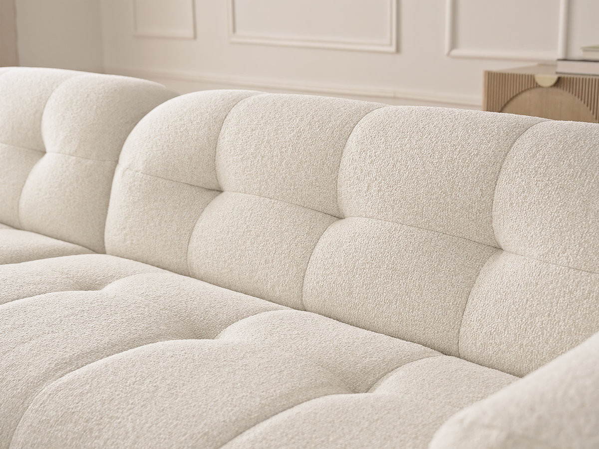 LAURA vaste hoekbank in gemêleerde stof met grote voetenbank