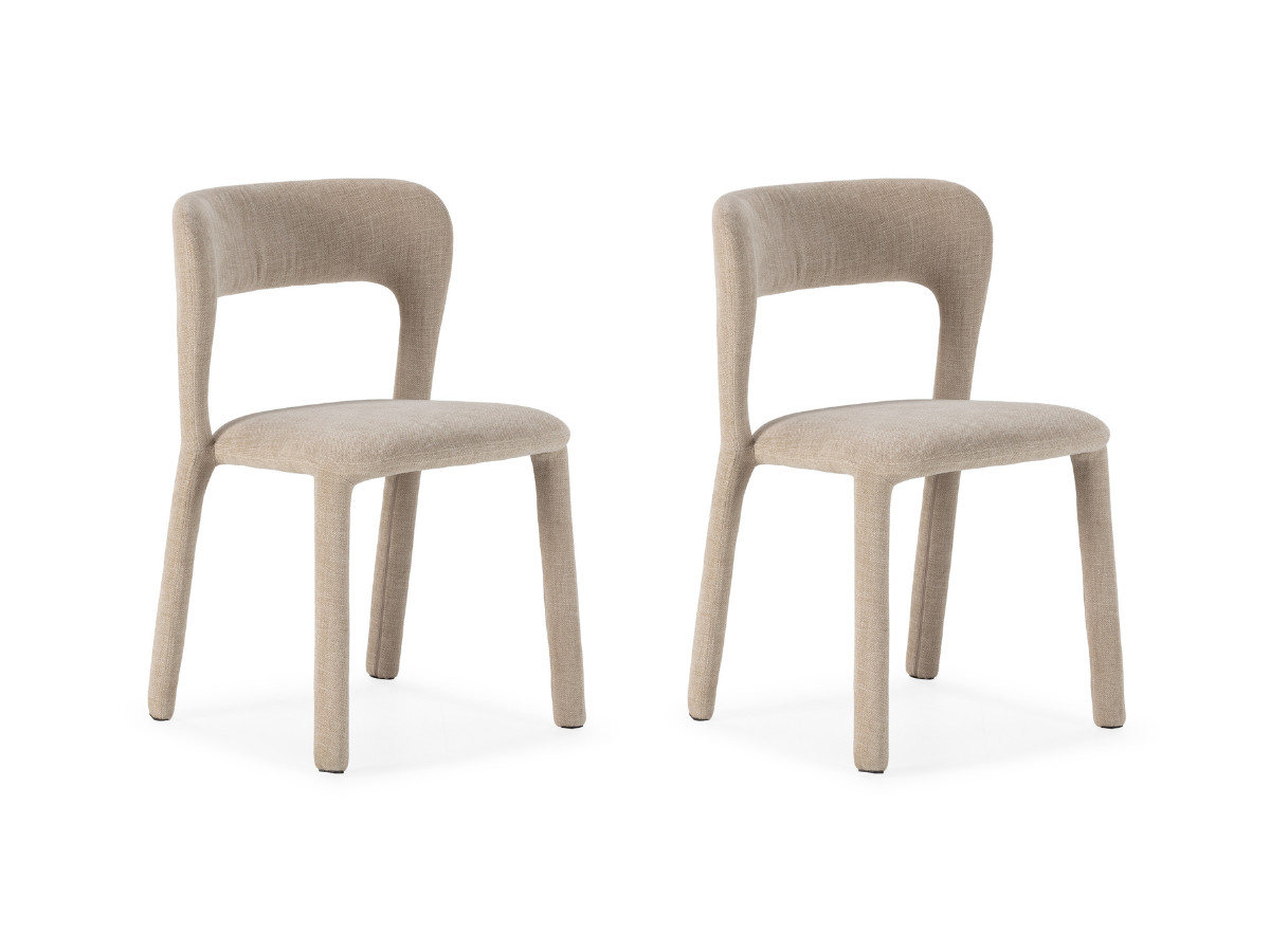 lot de 2 chaises pia tissu gekleurd beige