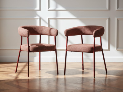 Chaise ROSA tissu texturé rouge