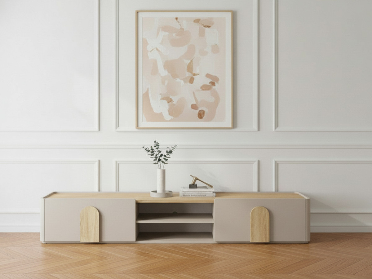 Meuble TV 1 porte 1 tiroir 220 cm ENYRA beige