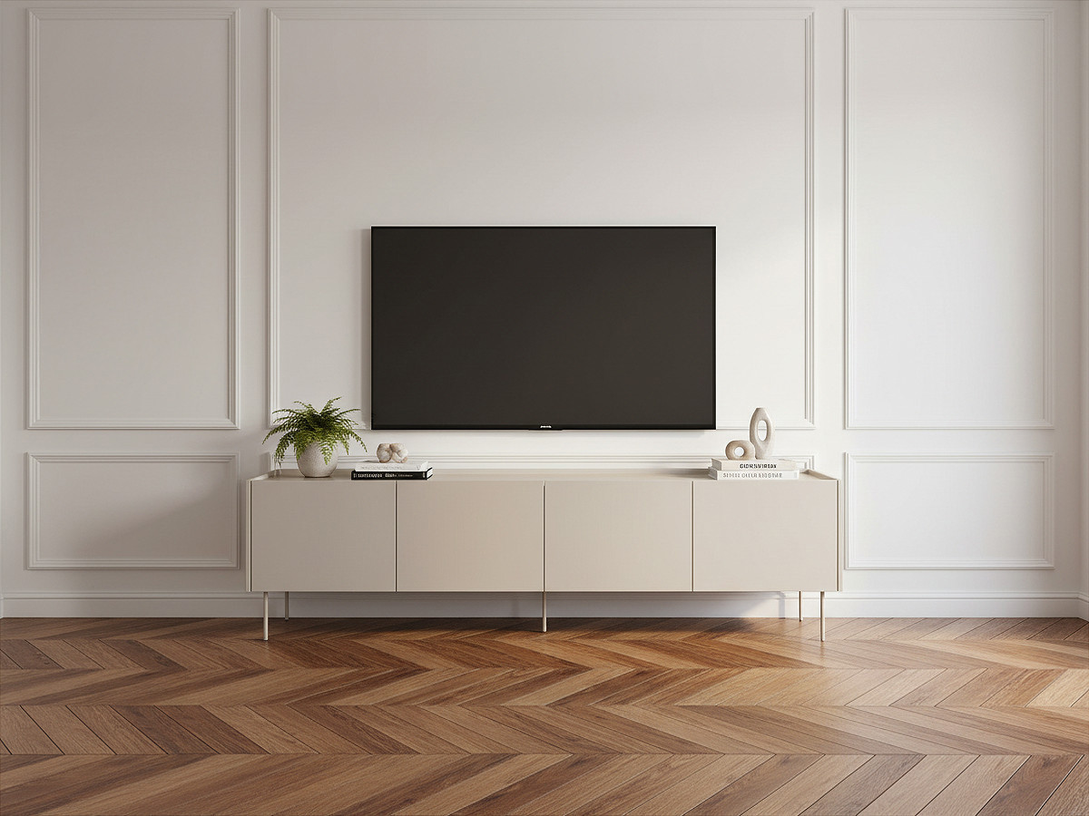 Meuble TV 4 portes 220 cm ATLAS beige — vue 4