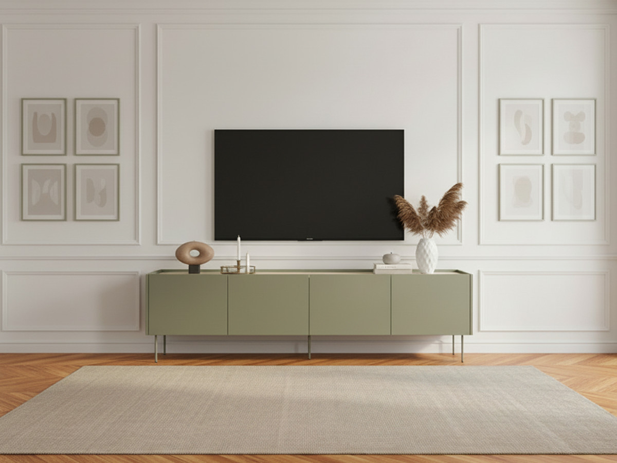 Meuble TV 4 portes 220 cm ATLAS vert — vue 4