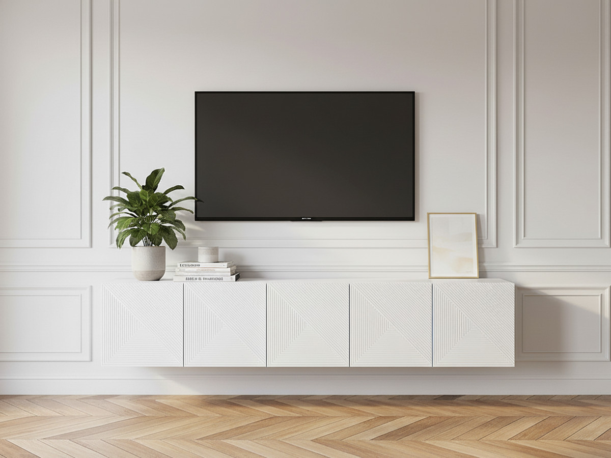 Meuble TV suspendu 200 cm ALICE blanc — vue 4