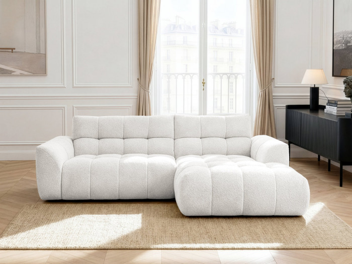 Canapé d'angle fixe JAYA tissu chenille