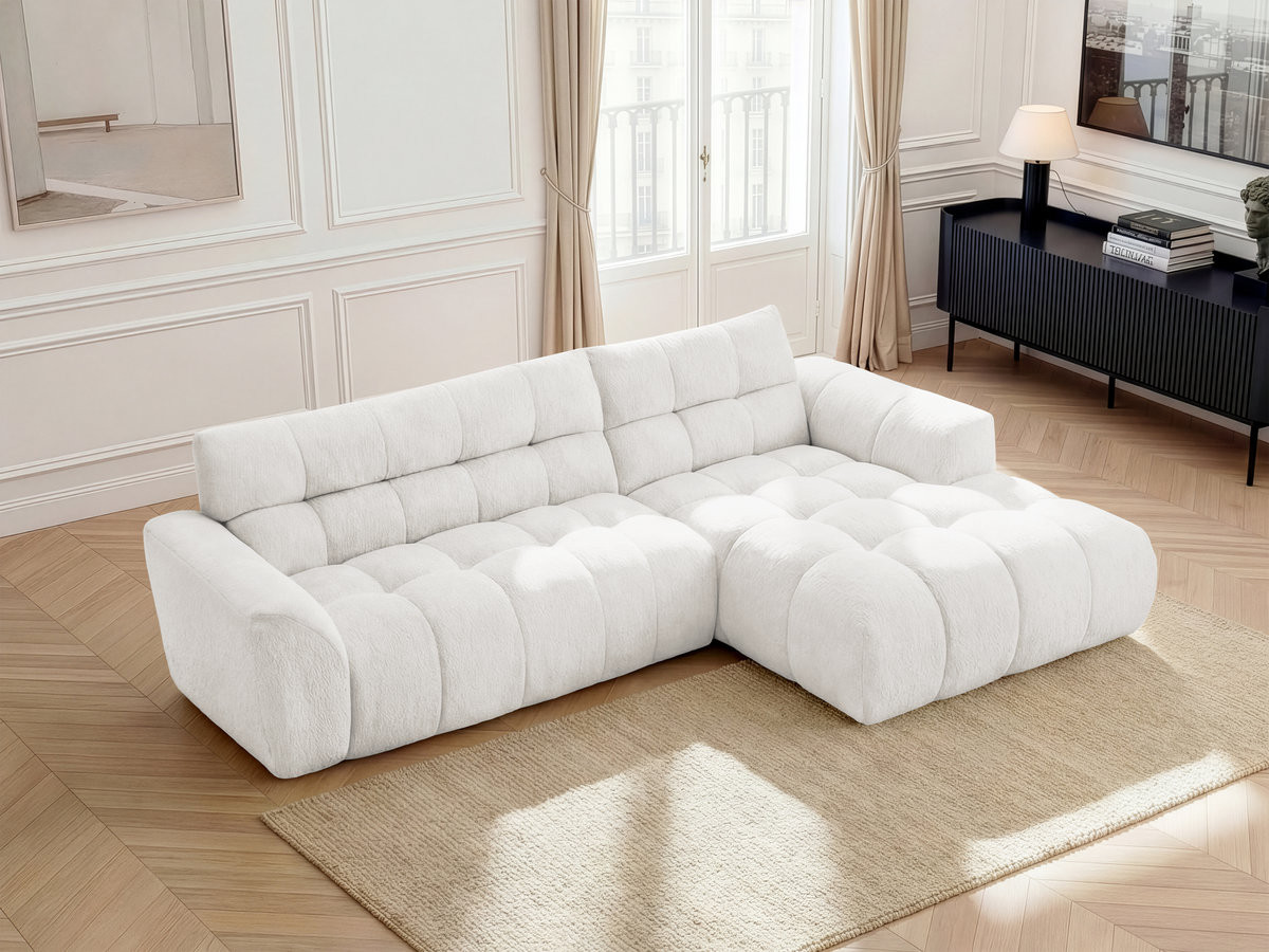 Canapé d'angle JAYA chenille blanc — vue 5