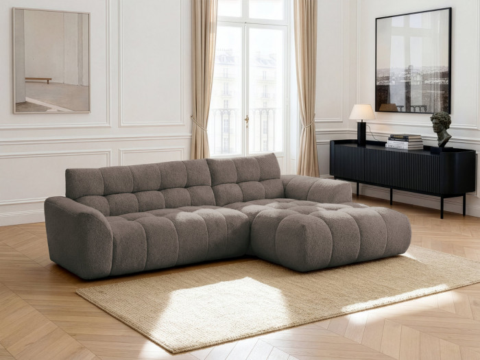 Canapé d'angle fixe JAYA tissu chenille