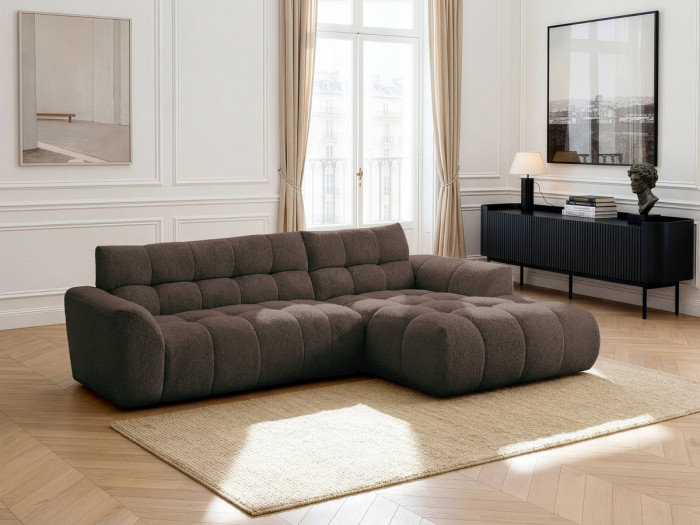 Canapé d'angle fixe JAYA tissu chenille