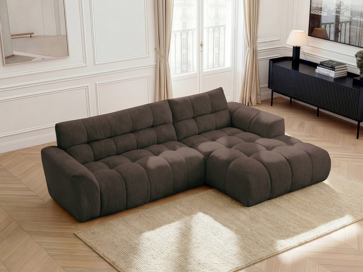 Canapé d'angle JAYA chenille marron — vue 5