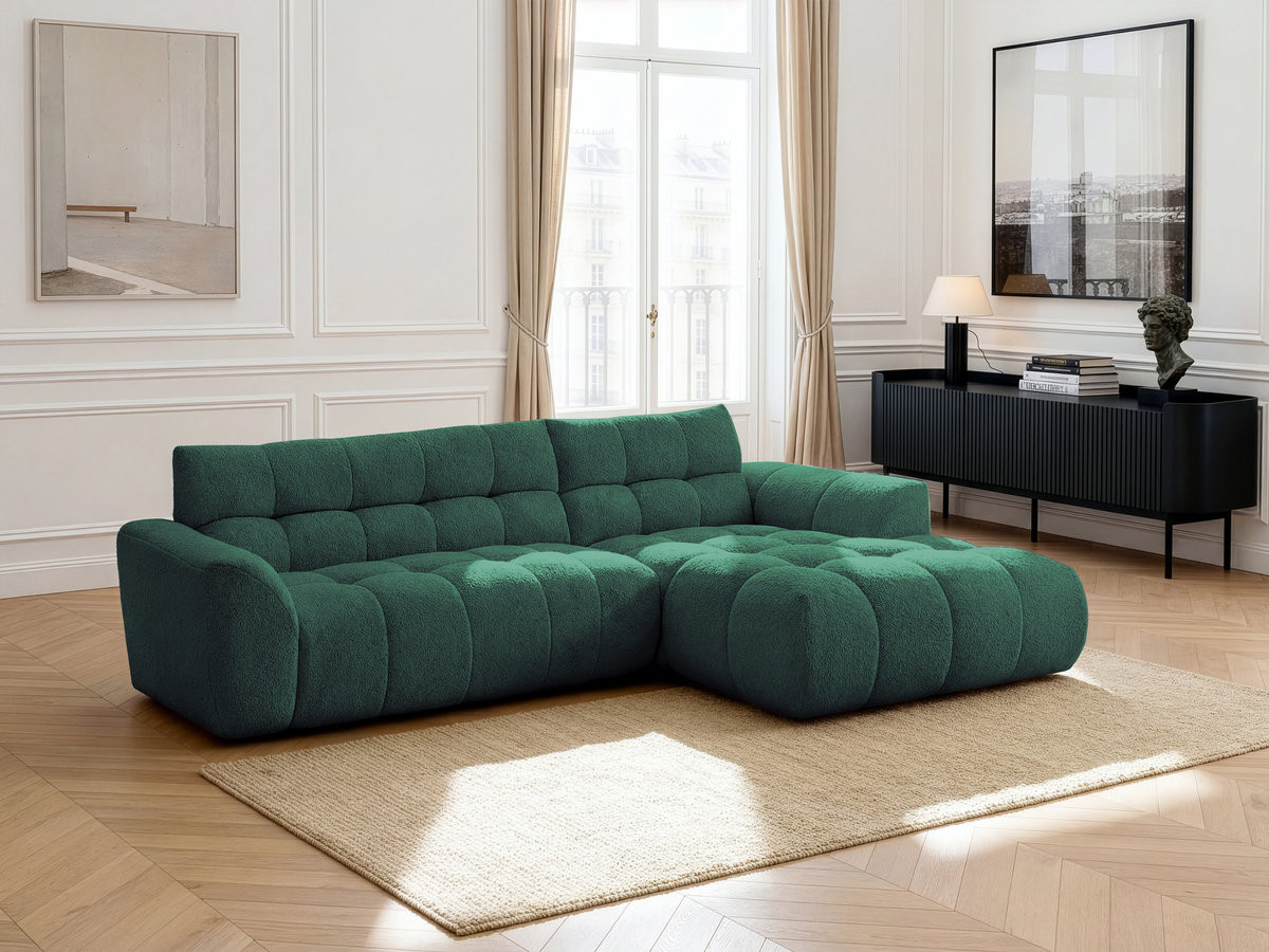 Canapé d'angle JAYA chenille vert foncé