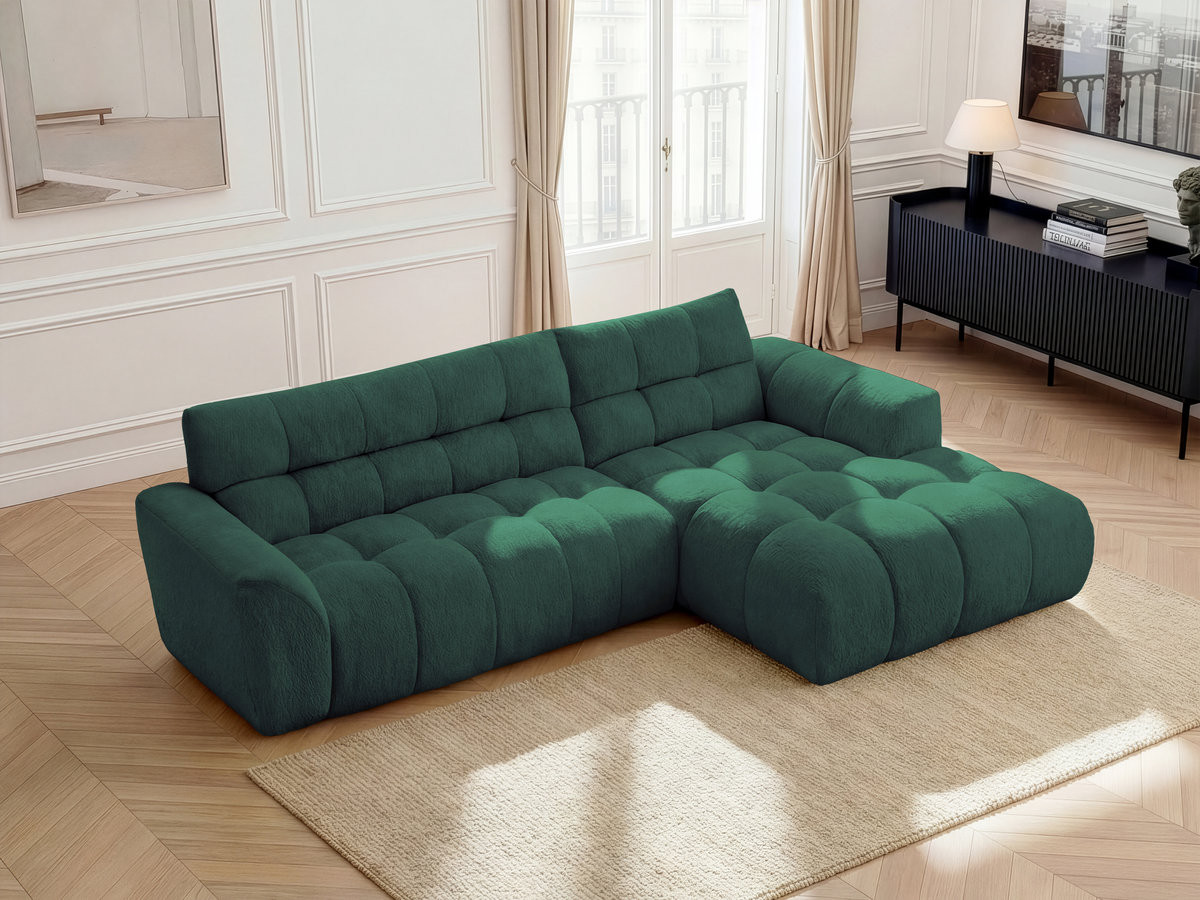 Canapé d'angle JAYA chenille vert foncé — vue 5