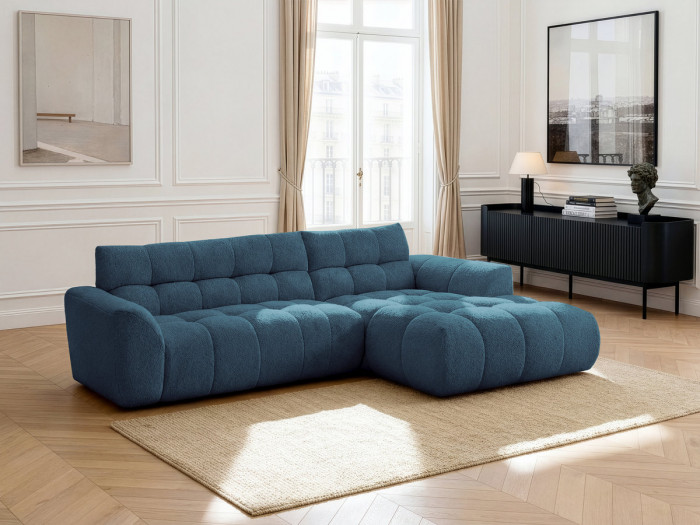 Canapé d'angle fixe JAYA tissu chenille