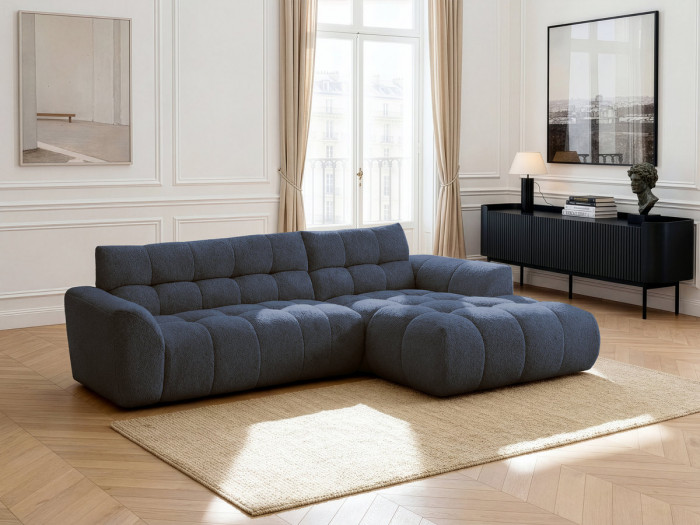 Canapé d'angle fixe JAYA tissu chenille