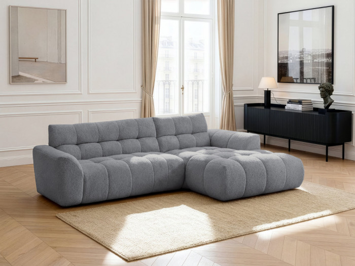 Canapé d'angle fixe JAYA tissu chenille