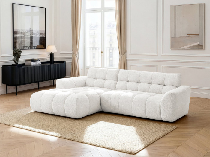 Canapé d'angle fixe JAYA tissu chenille