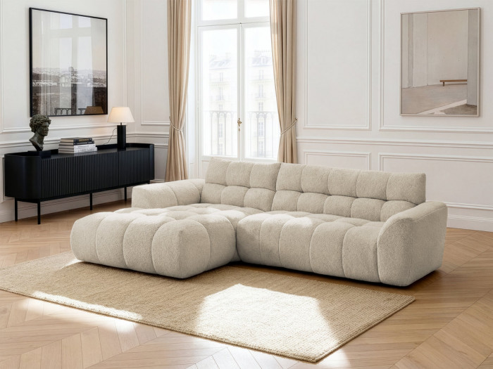 Canapé d'angle fixe JAYA tissu chenille