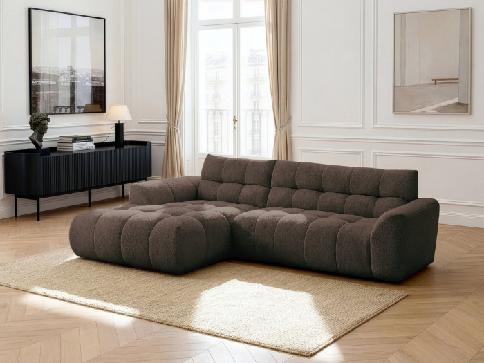 Canapé d'angle fixe JAYA tissu chenille