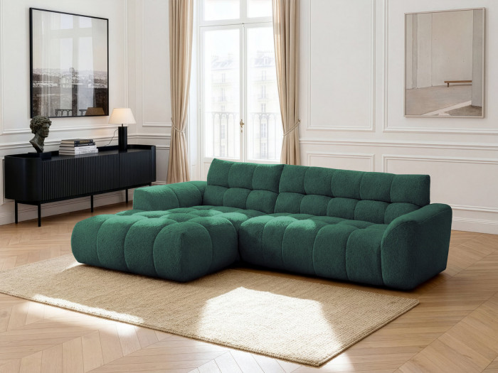 Canapé d'angle fixe JAYA tissu chenille