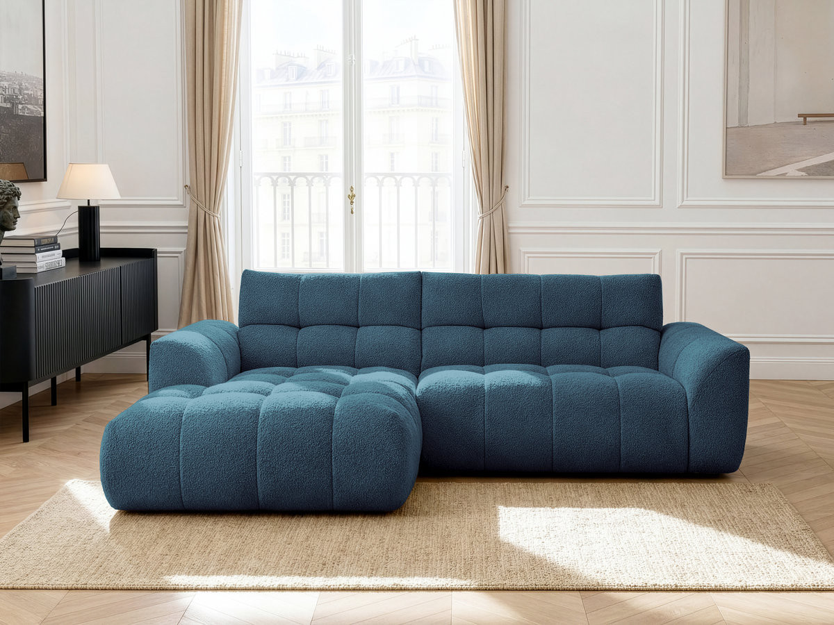 Canapé d'angle fixe JAYA tissu chenille
