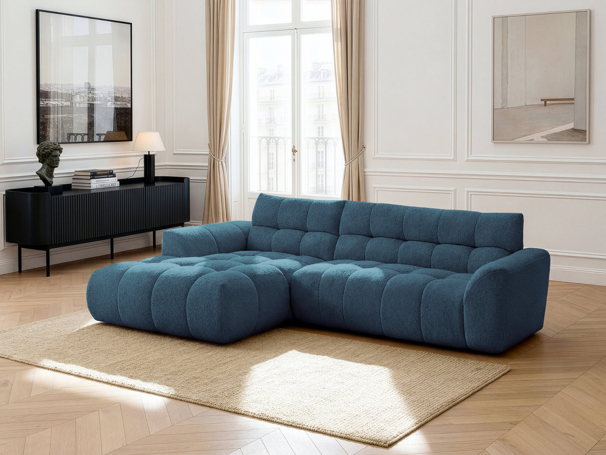 Canapé d'angle fixe JAYA tissu chenille