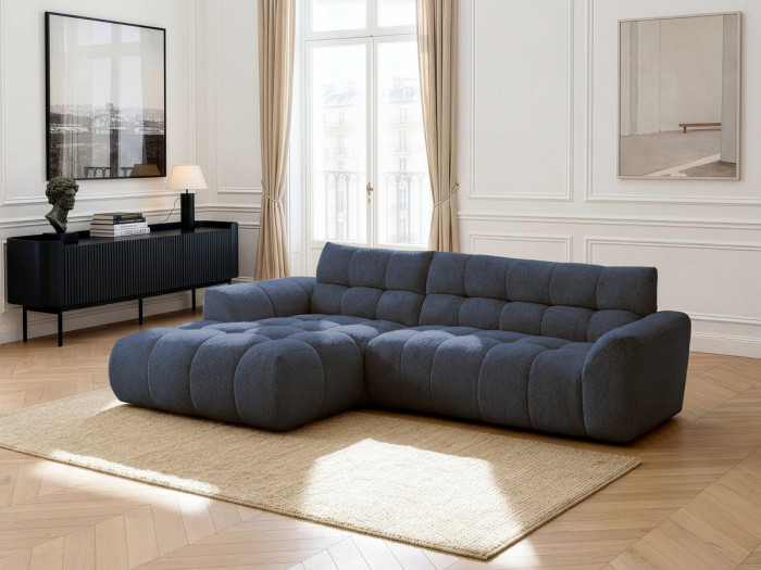 Canapé d'angle fixe JAYA tissu chenille