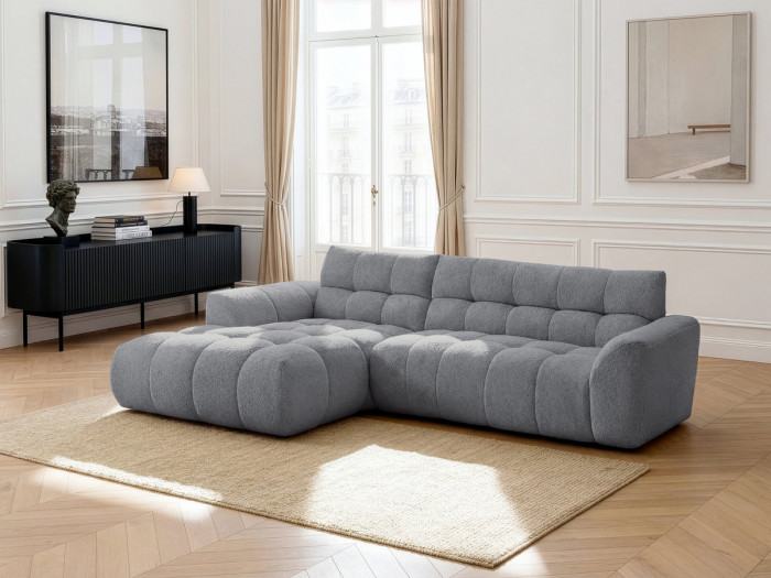 Canapé d'angle fixe JAYA tissu chenille