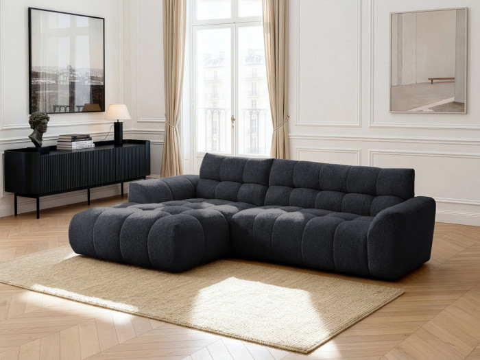 Canapé d'angle fixe JAYA tissu chenille