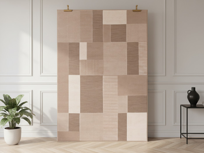 Tapis poils ras CLAUDE motif graphique