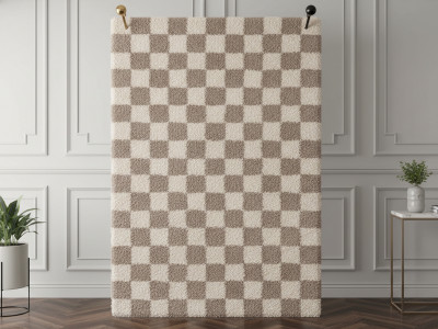 Tapis poils longs DAMIAN motifs damier