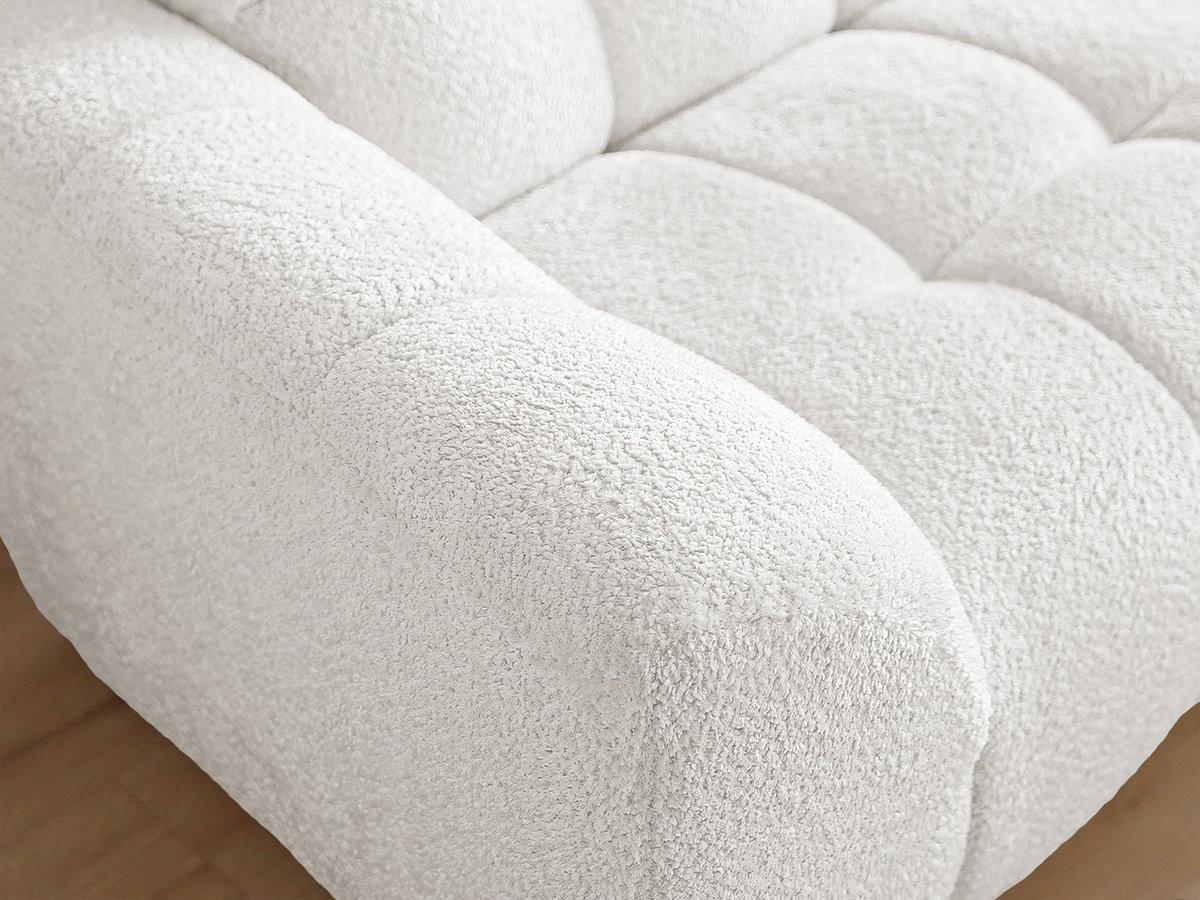 Canapé d'angle fixe JAYA tissu chenille avec pouf