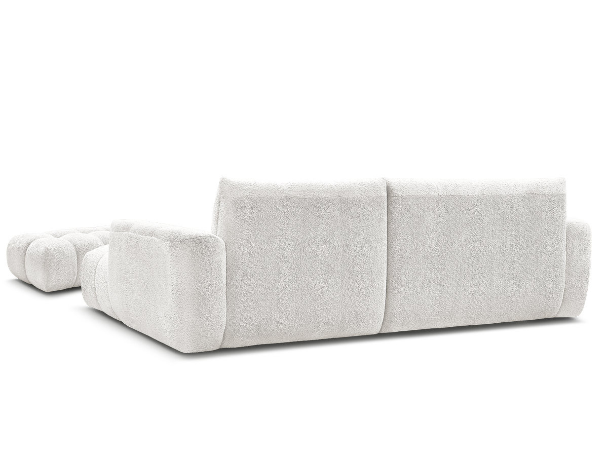 Canapé d'angle fixe JAYA tissu chenille avec pouf