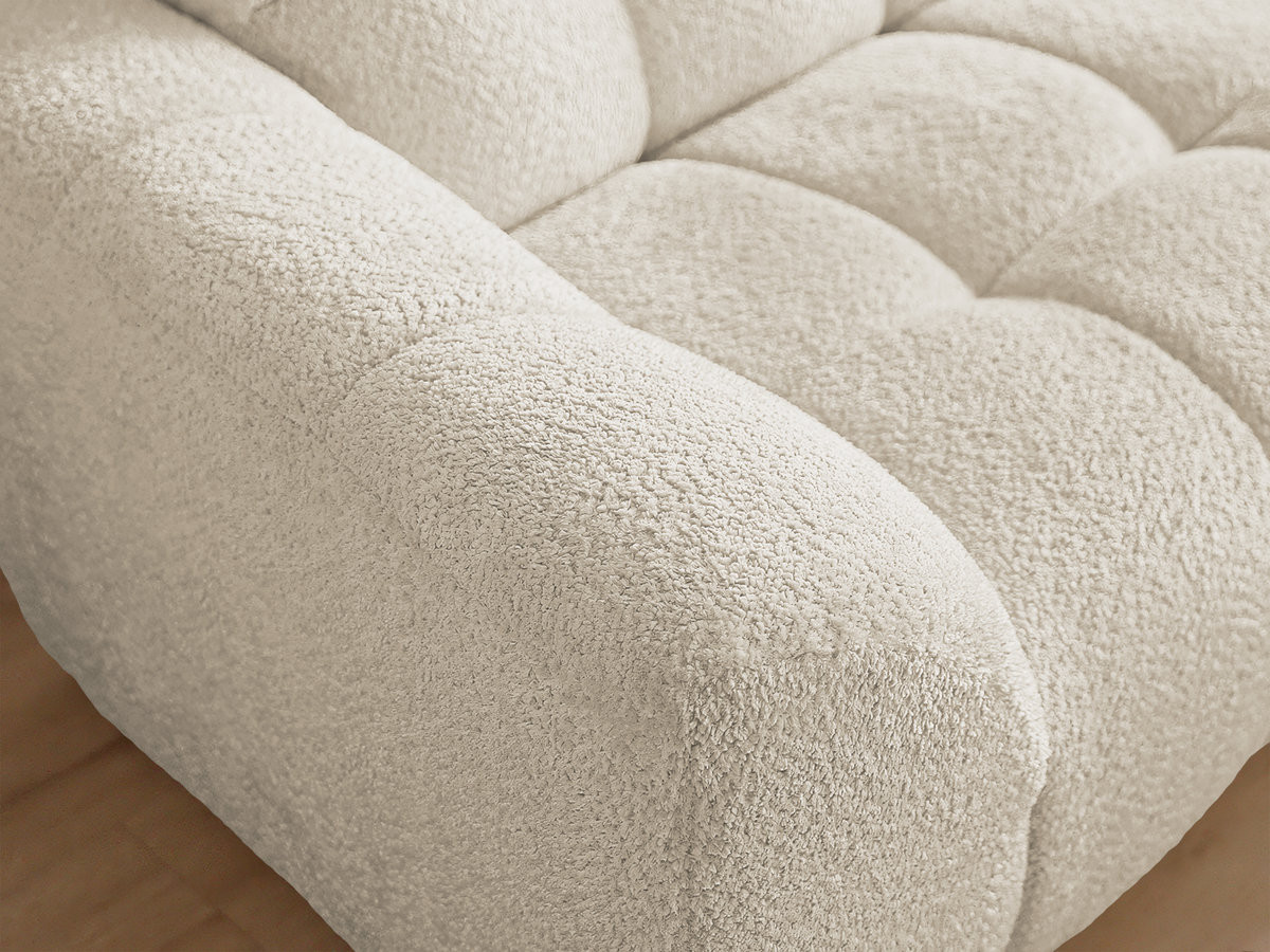 Canapé d'angle fixe JAYA tissu chenille avec pouf