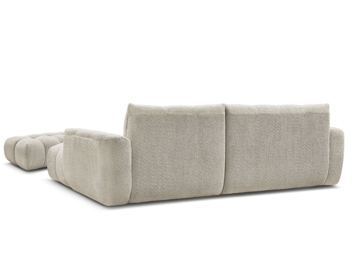 Canapé d'angle fixe JAYA tissu chenille avec pouf