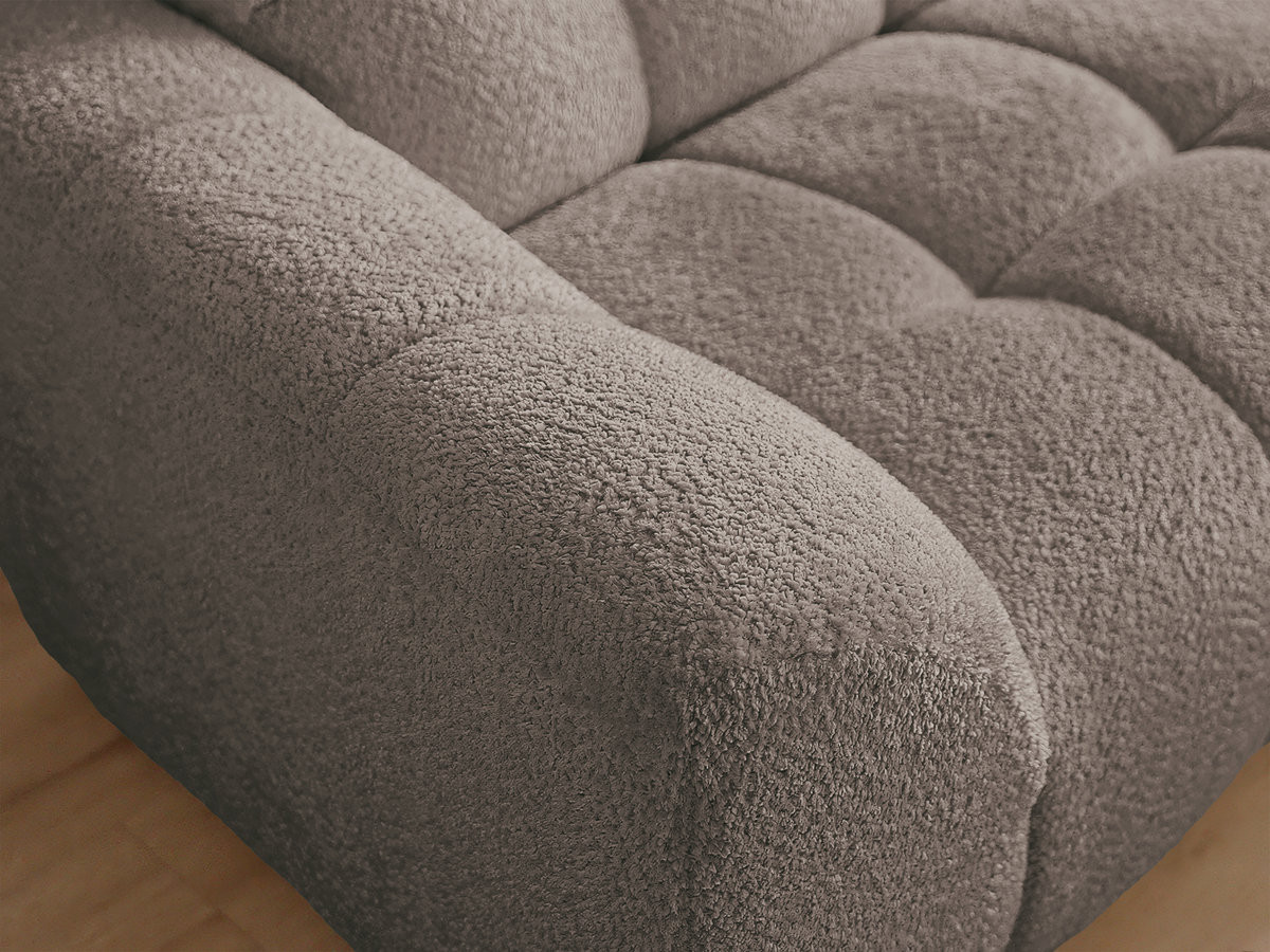 Canapé d'angle fixe JAYA tissu chenille avec pouf