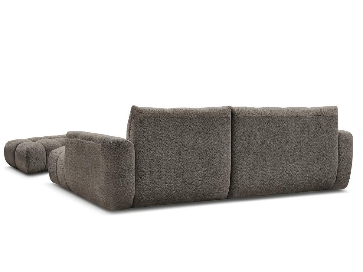 Canapé d'angle fixe JAYA tissu chenille avec pouf