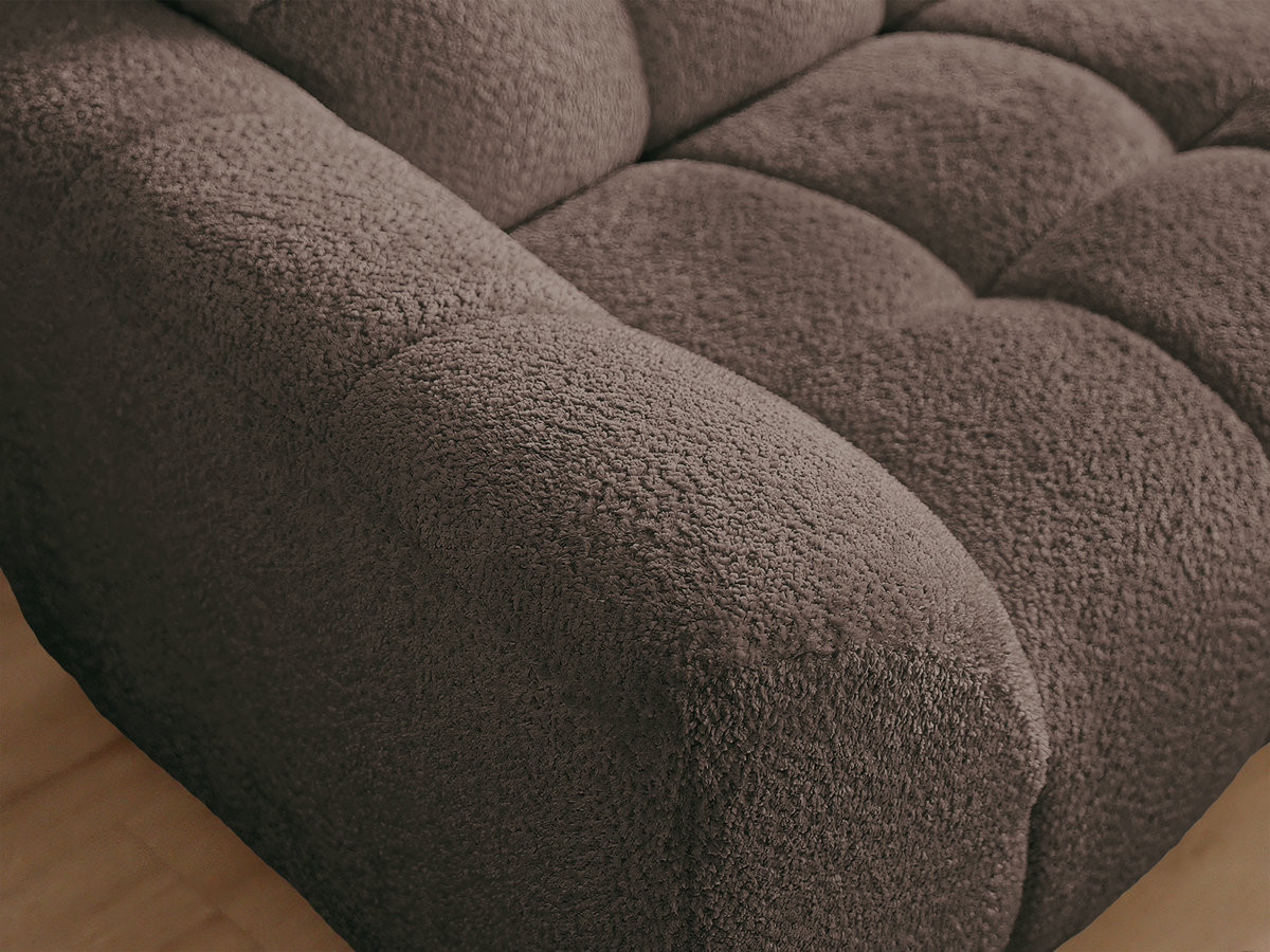 Canapé d'angle fixe JAYA tissu chenille avec pouf